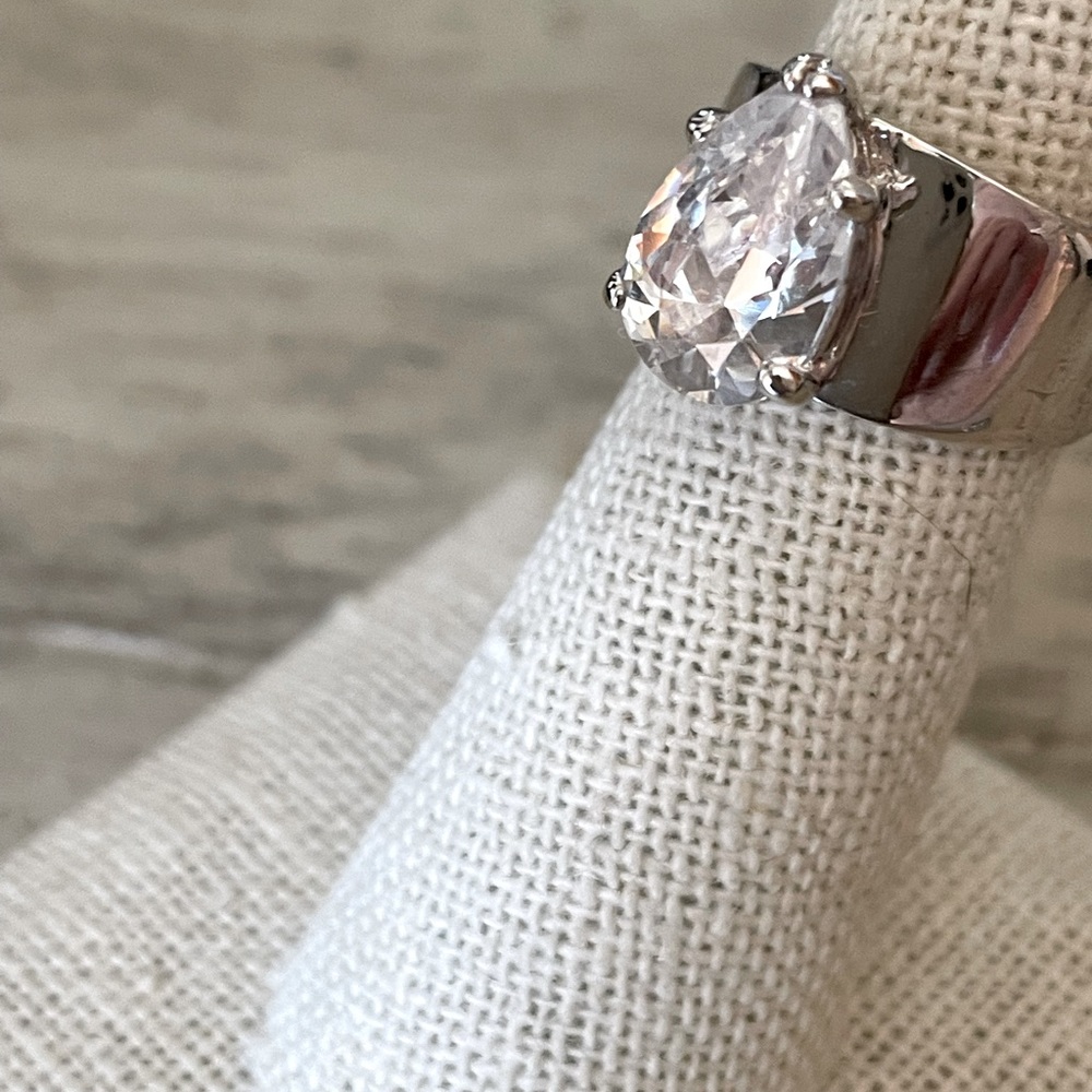 NEW Simulated Diamond Pear Ring
